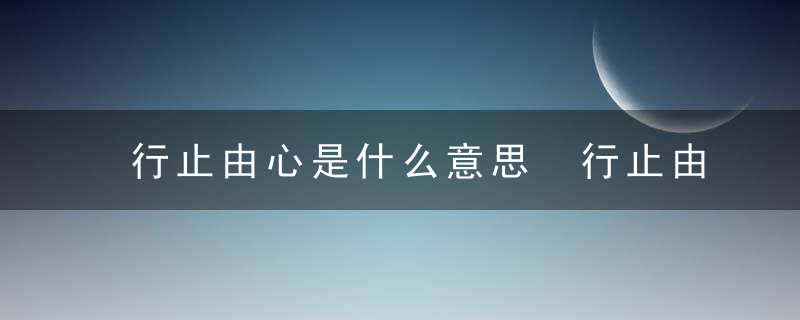 行止由心是什么意思 行止由心的翻译